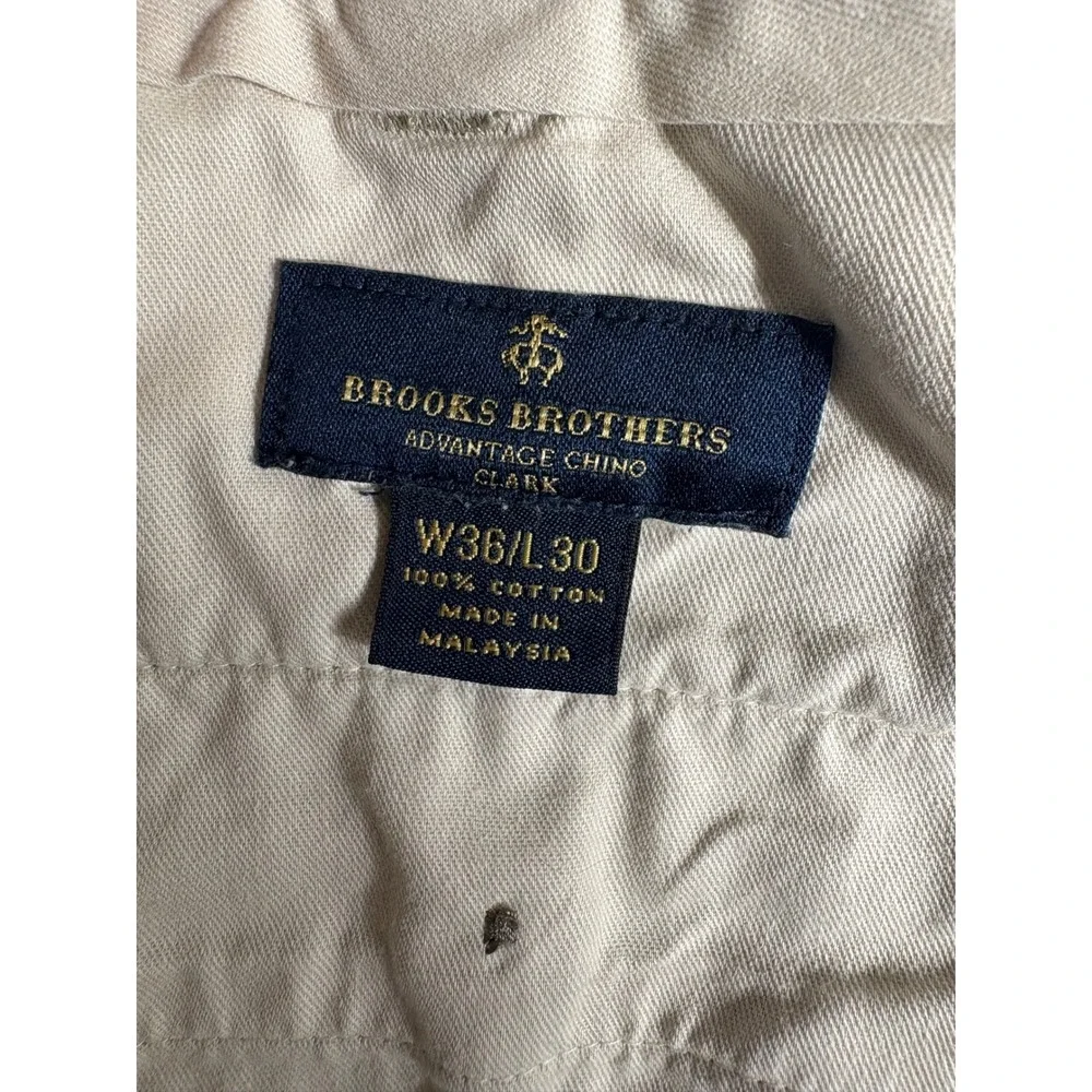 Brooks Brothers Advantage Chino Clark Pants Beige Men's‎ W36 L30 Cotton - Picture 4 of 13